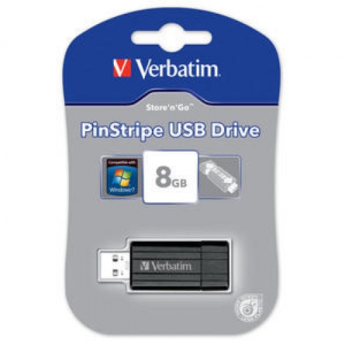  USB 4GB Verbatim Pin Stripe Retail Black