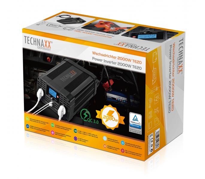 TECHNAXX Wechselrichter TE23, 12V-/230V~, 3000 W Sinus online