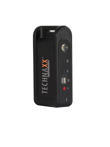 Technaxx 4 in 1 Multifunktionale Starthilfe mit Powerbank Power Pack  (Benzin bis zu 4,0L / Diesel bis zu 3,0 L), 3,5 mini Akku Kompressor, LED  Lampe